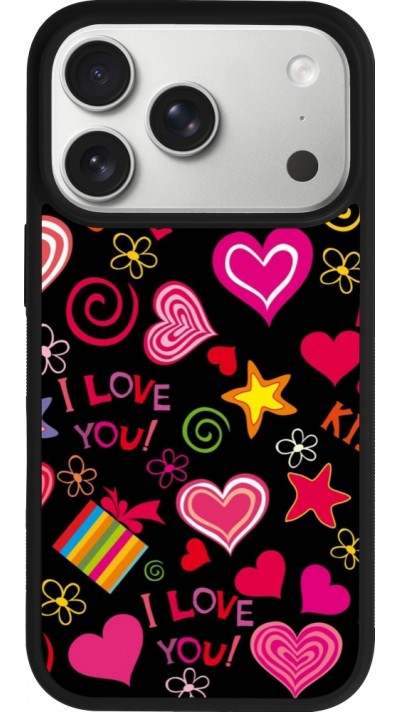 iPhone 17 Pro Case Hülle - Silikon schwarz Valentine 2023 love symbols