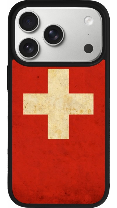 iPhone 17 Pro Case Hülle - Silikon schwarz Vintage Flag SWISS