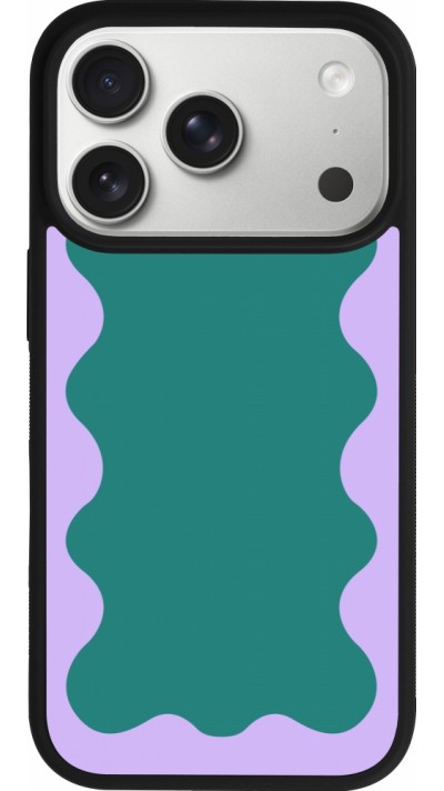 iPhone 17 Pro Case Hülle - Silikon schwarz Wavy Rectangle Green Purple