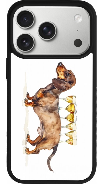 iPhone 17 Pro Case Hülle - Silikon schwarz Wine Teckel