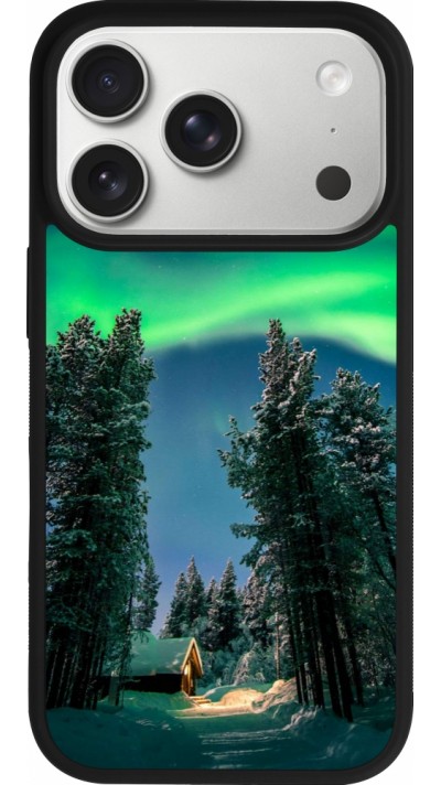 Coque iPhone 17 Pro - Silicone rigide noir Winter 22 Northern Lights