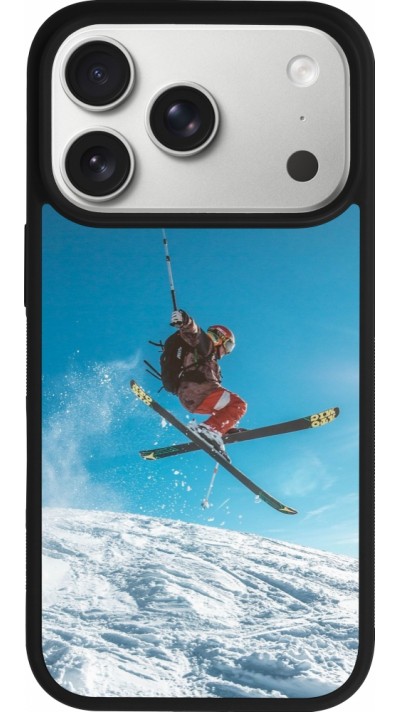 Coque iPhone 17 Pro - Silicone rigide noir Winter 22 Ski Jump