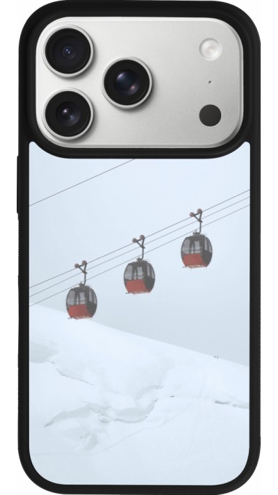 Coque iPhone 17 Pro - Silicone rigide noir Winter 22 ski lift