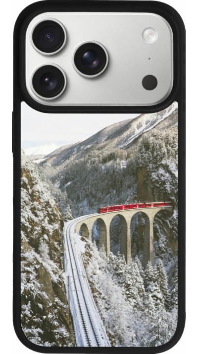 Coque iPhone 17 Pro - Silicone rigide noir Winter 25 Winter polar express