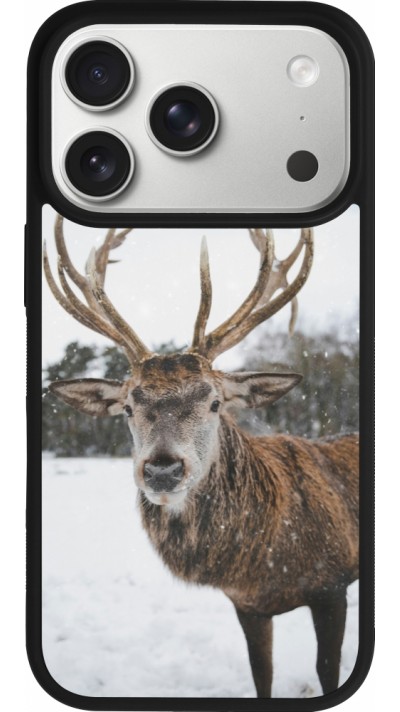 Coque iPhone 17 Pro - Silicone rigide noir Winter 25 Winter reindeer