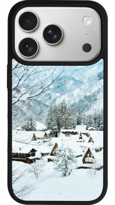 Coque iPhone 17 Pro - Silicone rigide noir Winter 25 Winter snowy landscape