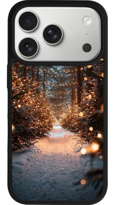 Coque iPhone 17 Pro - Silicone rigide noir Winter 25 Winter snowy road