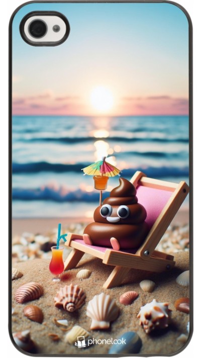iPhone 4/4s Case Hülle - Kackhaufen Emoji auf Liegestuhl