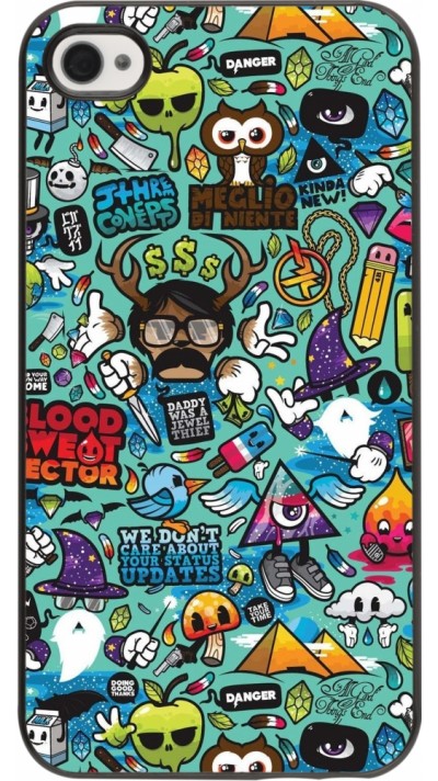 iPhone 4/4s Case Hülle - Mixed Cartoons Turquoise