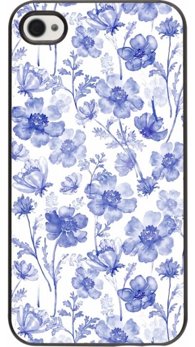 iPhone 4/4s Case Hülle - Spring 23 watercolor blue flowers