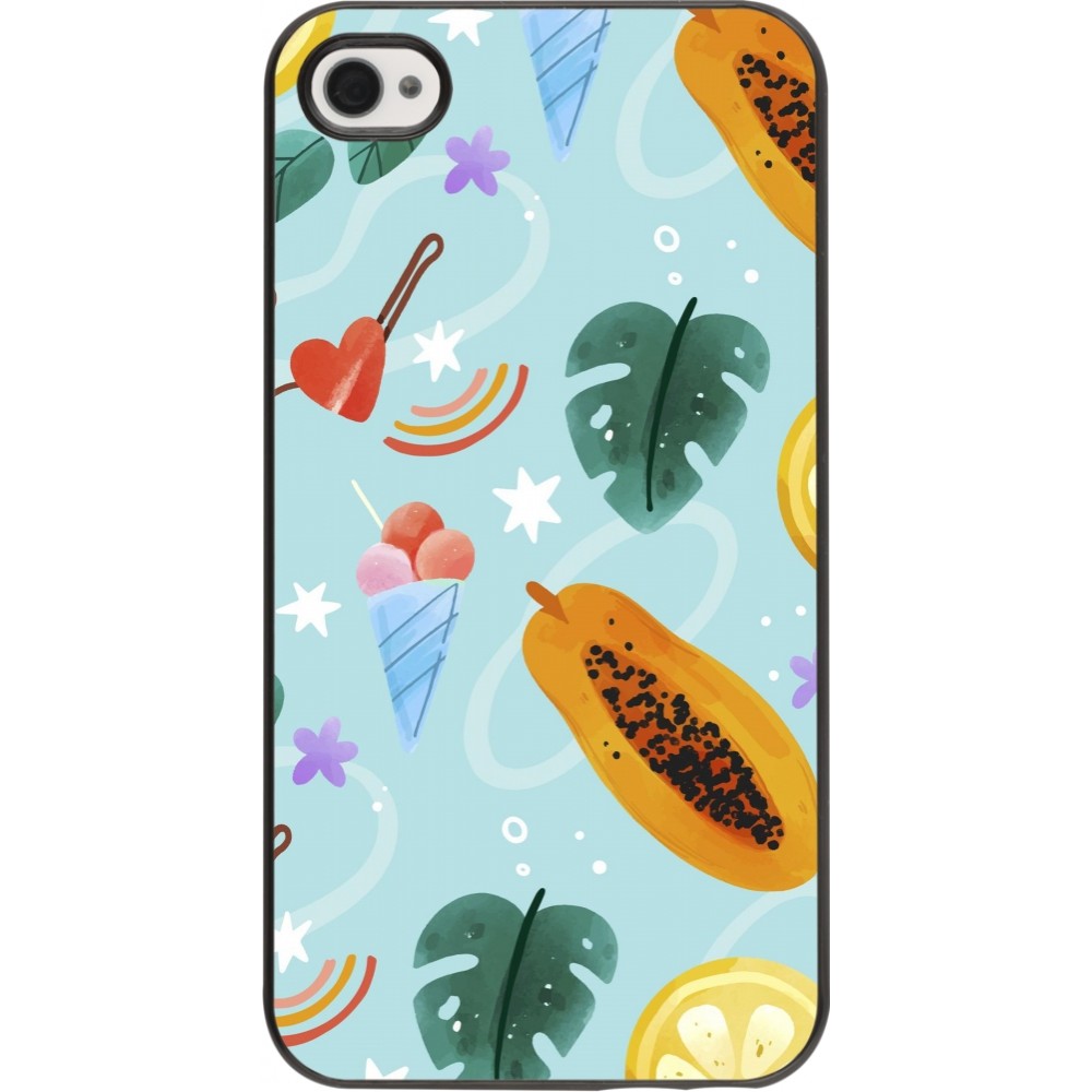 iPhone 4/4s Case Hülle - Summer 2025 Pattern papaya