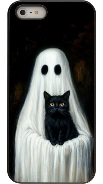 iPhone 5/5s / SE (2016) Case Hülle - Halloween 2025 Ghost with black cat iPhone 5/5s / SE (2016) Case Hülle - Halloween 2025 Ghost with black cat