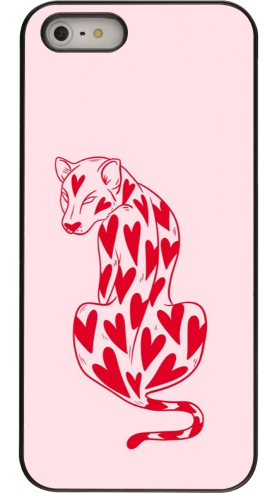 iPhone 5/5s / SE (2016) Case Hülle - Leopard with hearts 2026