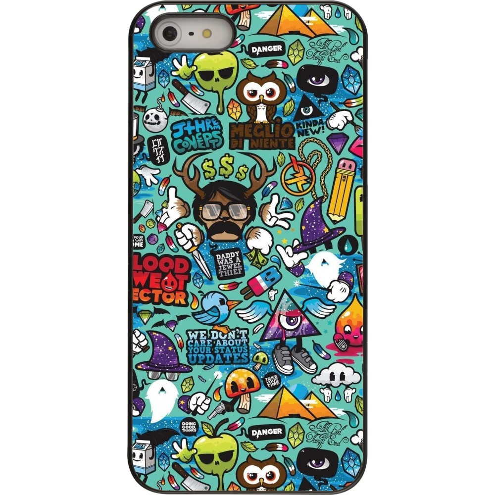 iPhone 5/5s / SE (2016) Case Hülle - Mixed Cartoons Turquoise