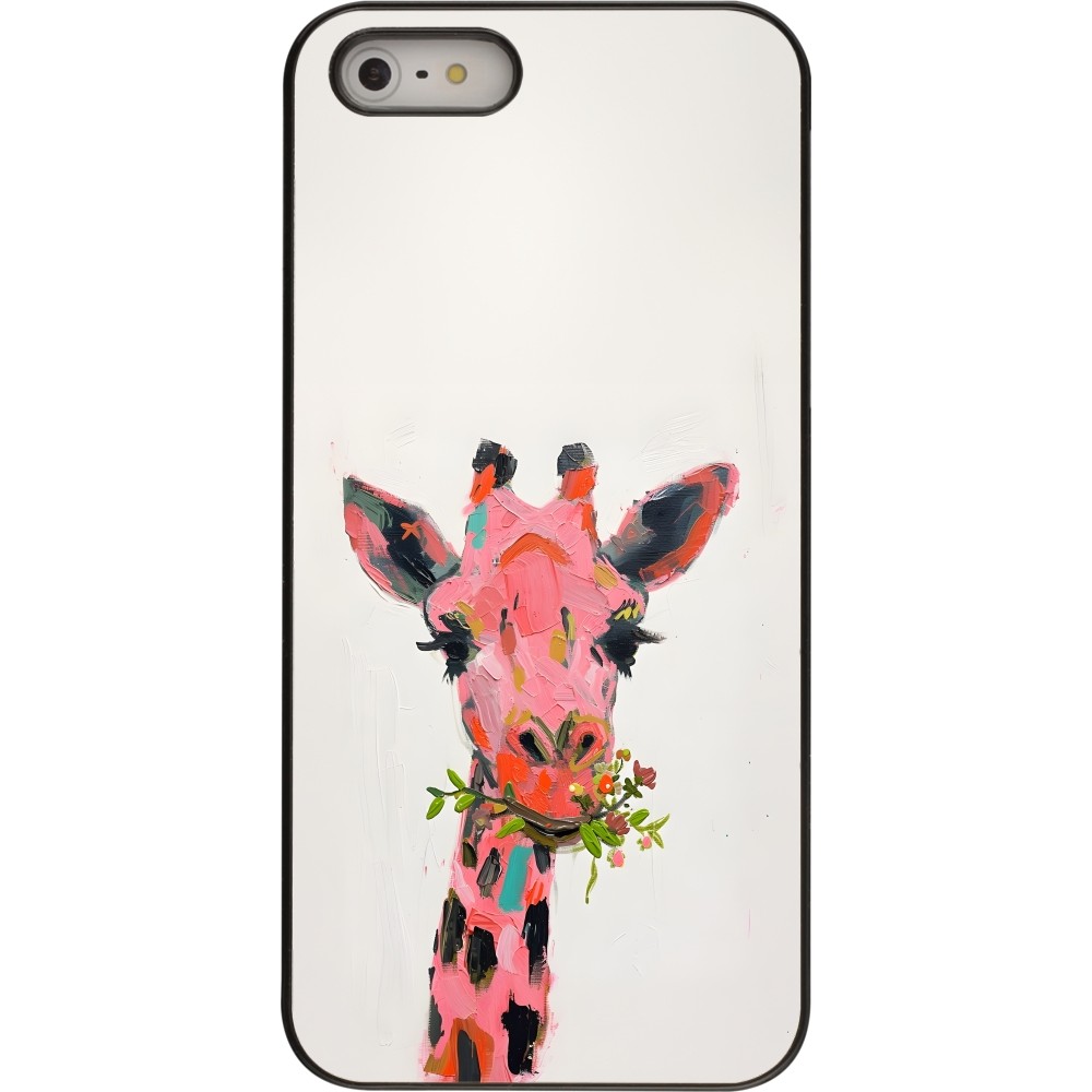iPhone 5/5s / SE (2016) Case Hülle - Pink Girafe Paint