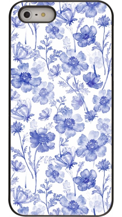 iPhone 5/5s / SE (2016) Case Hülle - Spring 23 watercolor blue flowers