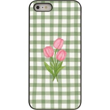 iPhone 5/5s / SE (2016) Case Hülle - Green vichy tulips 2026