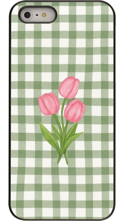 iPhone 5/5s / SE (2016) Case Hülle - Green vichy tulips 2026