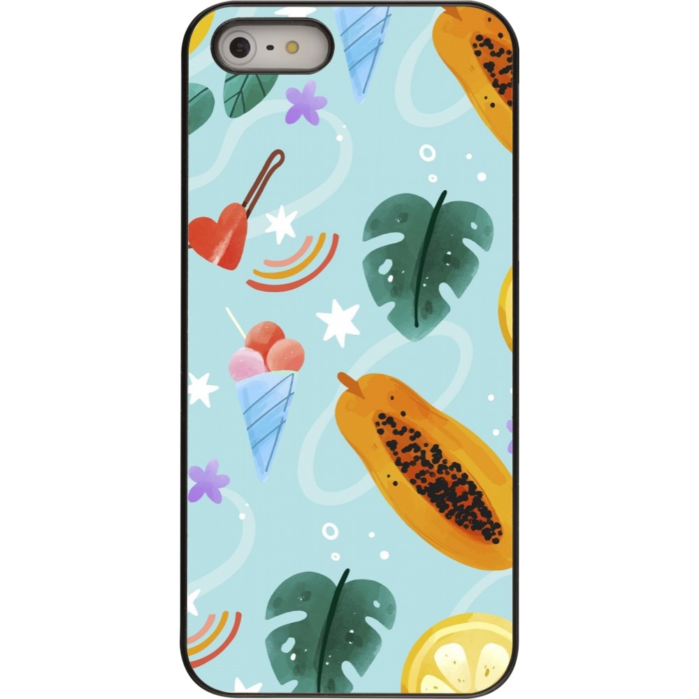 iPhone 5/5s / SE (2016) Case Hülle - Summer 2025 Pattern papaya