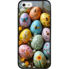 iPhone 5/5s / SE (2016) Case Hülle - Silikon schwarz Easter 2026 Eggs with bees