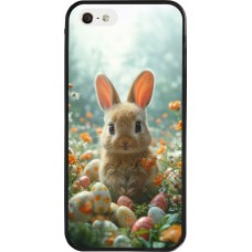 iPhone 5/5s / SE (2016) Case Hülle - Silikon schwarz Easter 2026 Rabbit in the garden