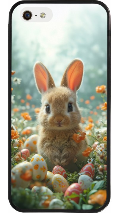 iPhone 5/5s / SE (2016) Case Hülle - Silikon schwarz Easter 2026 Rabbit in the garden