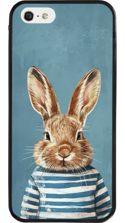 iPhone 5/5s / SE (2016) Case Hülle - Silikon schwarz Easter 2026 Rabbit navy