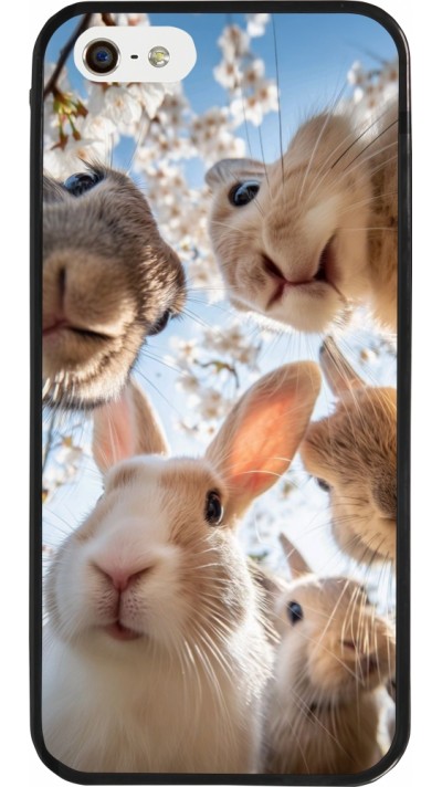 iPhone 5/5s / SE (2016) Case Hülle - Silikon schwarz Easter 2026 Rabbits