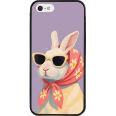 iPhone 5/5s / SE (2016) Case Hülle - Silikon schwarz Easter 2026 Rabbit with scarf
