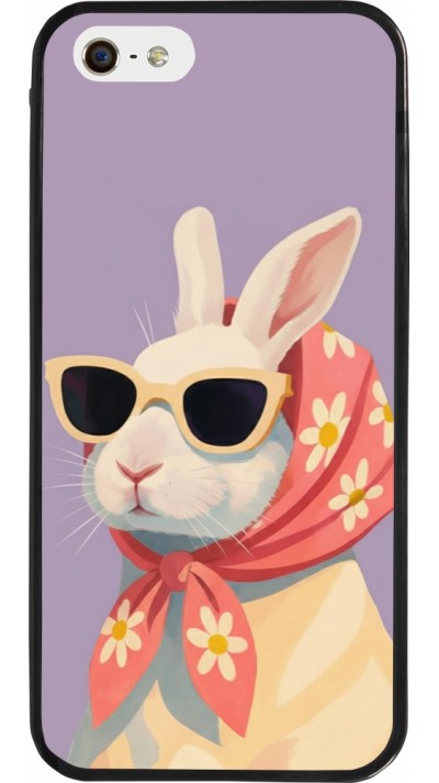 iPhone 5/5s / SE (2016) Case Hülle - Silikon schwarz Easter 2026 Rabbit with scarf