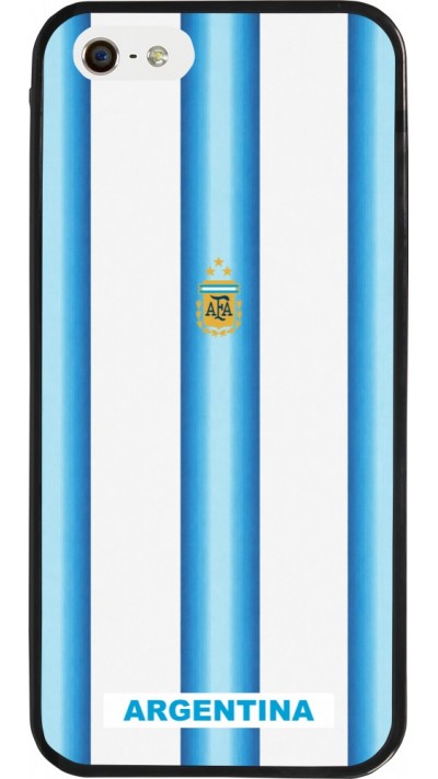 iPhone 5/5s / SE (2016) Case Hülle - Silikon schwarz Argentinien 2026 personalisierbares Fussballtrikot