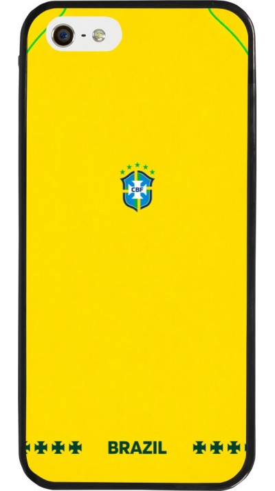 iPhone 5/5s / SE (2016) Case Hülle - Silikon schwarz Brasilien 2026 personalisierbares Fussballtrikot