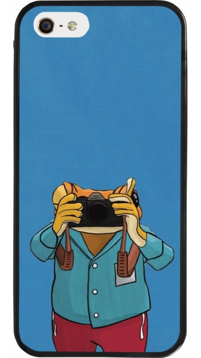 iPhone 5/5s / SE (2016) Case Hülle - Silikon schwarz Frog with camera DTMF