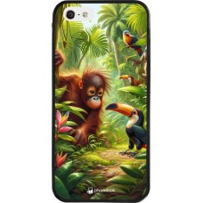iPhone 5/5s / SE (2016) Case Hülle - Silikon schwarz Tropischer Dschungel Tayrona