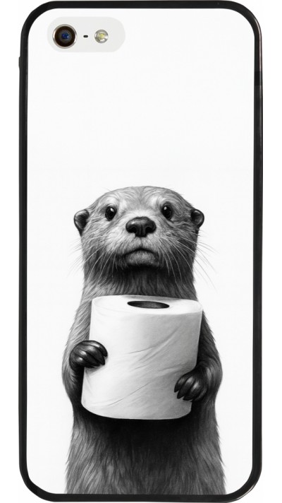 iPhone 5/5s / SE (2016) Case Hülle - Silikon schwarz Otter Toilettenpapier