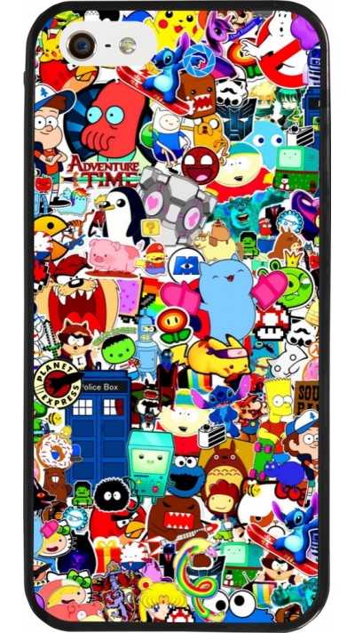 iPhone 5/5s / SE (2016) Case Hülle - Silikon schwarz Mixed cartoons