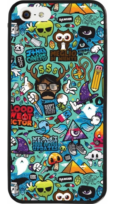 iPhone 5/5s / SE (2016) Case Hülle - Silikon schwarz Mixed Cartoons Turquoise