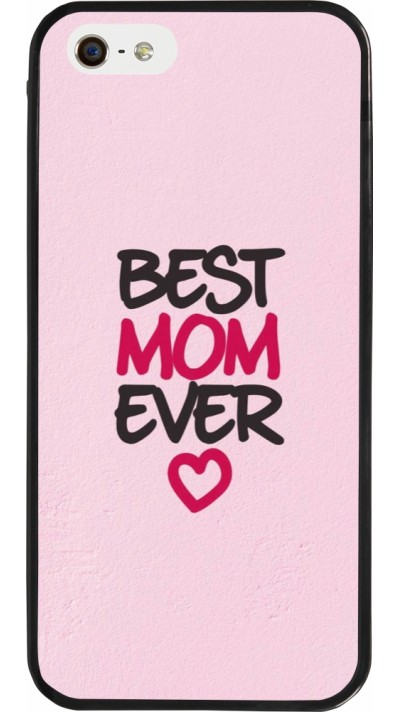 iPhone 5/5s / SE (2016) Case Hülle - Silikon schwarz Mom 2023 best Mom ever pink