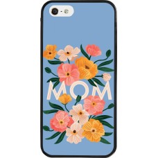 Coque iPhone 5/5s / SE (2016) - Silicone rigide noir Mom 2026 Flowers