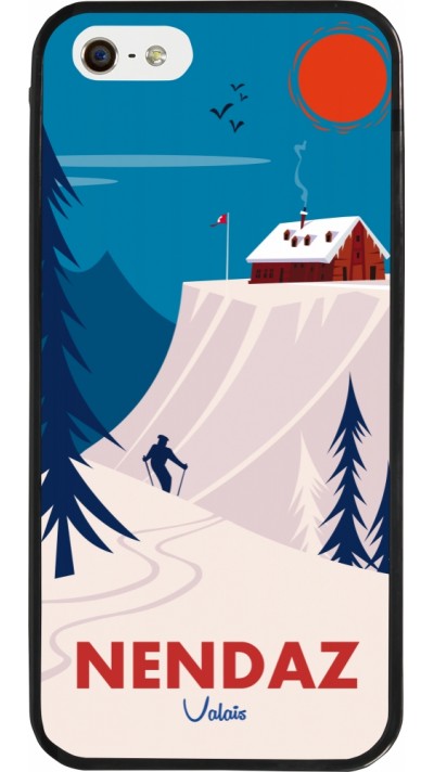 iPhone 5/5s / SE (2016) Case Hülle - Silikon schwarz Nendaz Cabane Ski