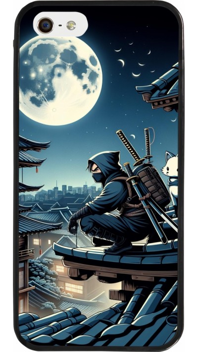 iPhone 5/5s / SE (2016) Case Hülle - Silikon schwarz Ninja unter dem Mond