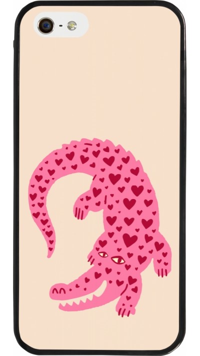 iPhone 5/5s / SE (2016) Case Hülle - Silikon schwarz Pink crocodile 2026