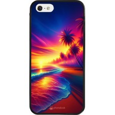 iPhone 5/5s / SE (2016) Case Hülle - Silikon schwarz Strand Sonnenuntergang auffällig