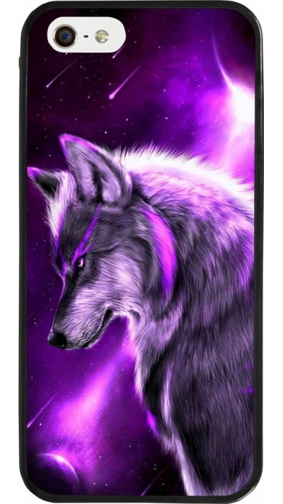 iPhone 5/5s / SE (2016) Case Hülle - Silikon schwarz Purple Sky Wolf