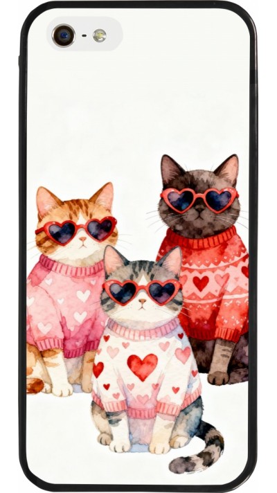 iPhone 5/5s / SE (2016) Case Hülle - Silikon schwarz Saint Valentines Day 26 Cat Love