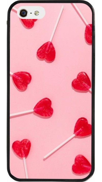 iPhone 5/5s / SE (2016) Case Hülle - Silikon schwarz Saint Valentines Day 26 Lollipop