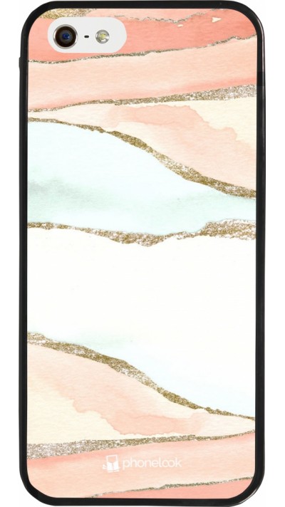 iPhone 5/5s / SE (2016) Case Hülle - Silikon schwarz Shimmering Orange