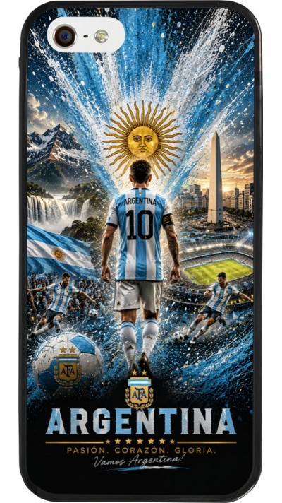 iPhone 5/5s / SE (2016) Case Hülle - Silikon schwarz Fussball Argentinien splash 2026