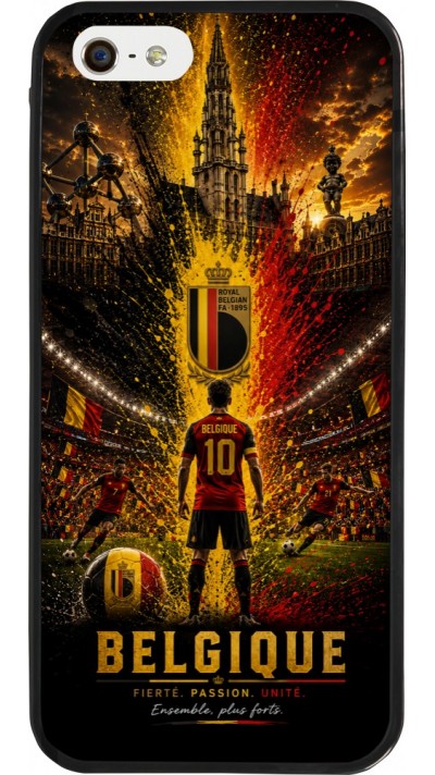 iPhone 5/5s / SE (2016) Case Hülle - Silikon schwarz Fussball Belgien splash 2026