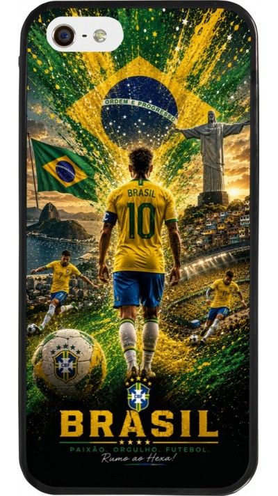 iPhone 5/5s / SE (2016) Case Hülle - Silikon schwarz Fussball Brasilien splash 2026